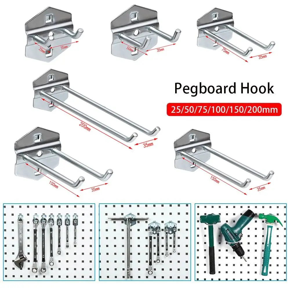 Hole Board Hook Steel Oblique Hanger Shop Good Shelf Hardware Tool Hammer/Pliers Wall Mount Storage Rack Garage Pegboard Hook