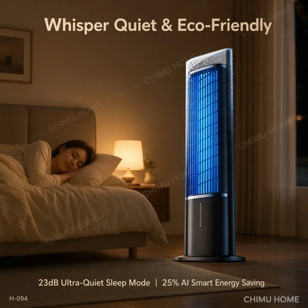 【CHIMU HOME】 Bladeless Tower Fan Quiet Cooling for Bedroom Home Vertical Electric Air Cooler Silent Floor Standing Unit
