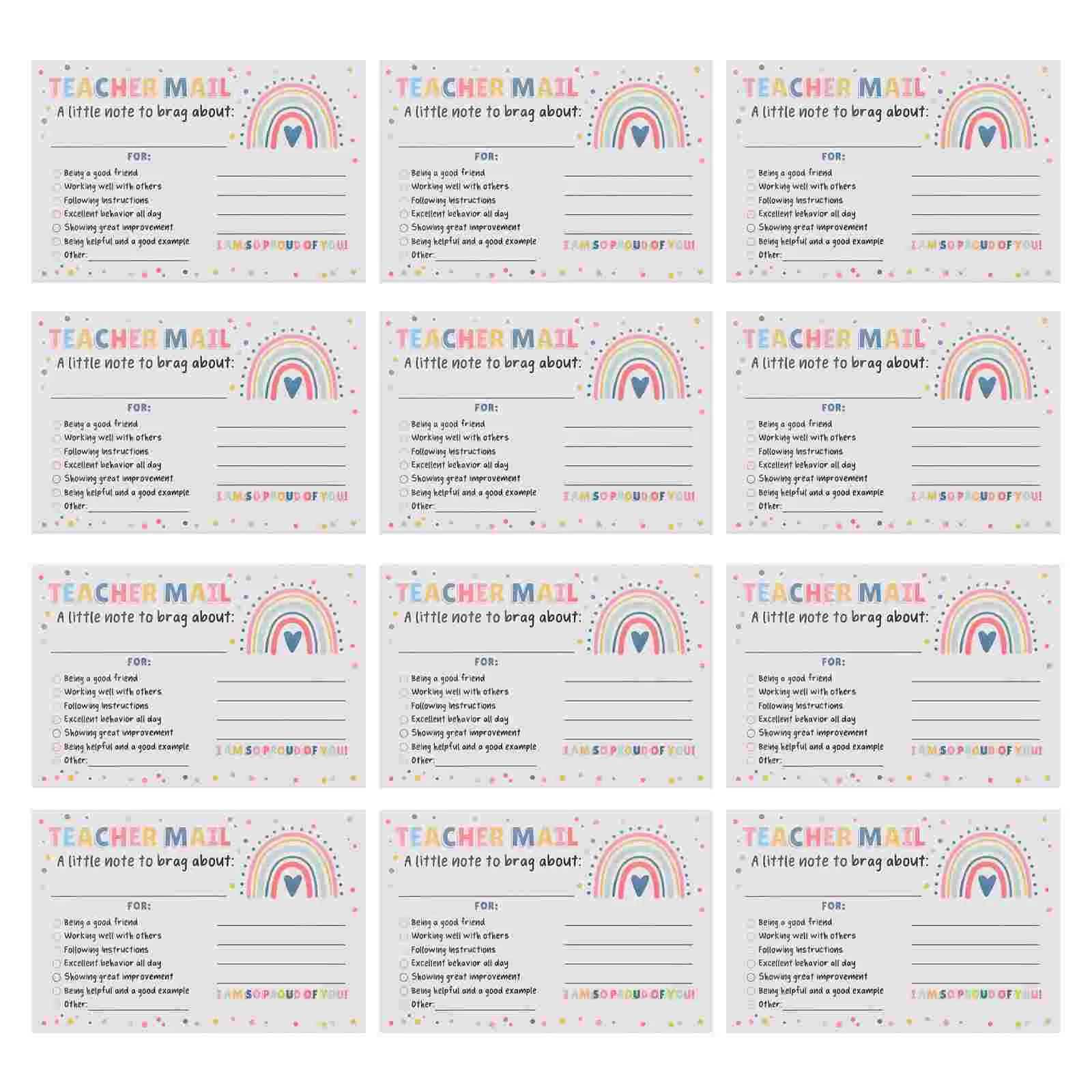 

50 Card Teacher Mail Cards Supplies Affirmation Classroom Paper Back to School Student Postcard Notes