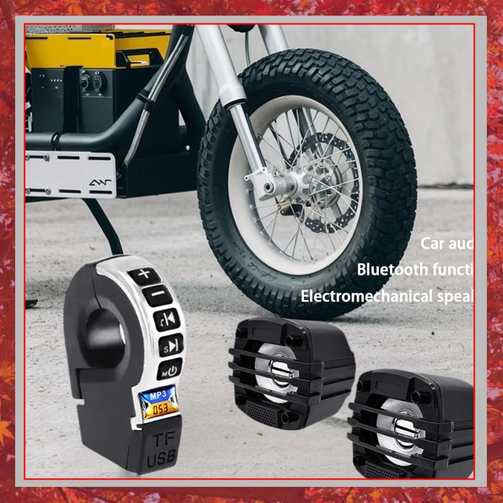 BT Audio with Handle Switch Support FM Radio Motorcycle Horns Bluetooth-Compatible TF Card Playback & USB Mobile Phone Charging