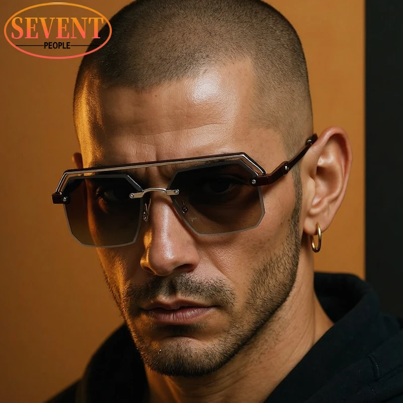 

Vintage Steampunk Square Sunglasses Men 2025 Luxury Brand Trendy Metal Frame Rectangle Sun Glasses Classic Shades For Male UV400