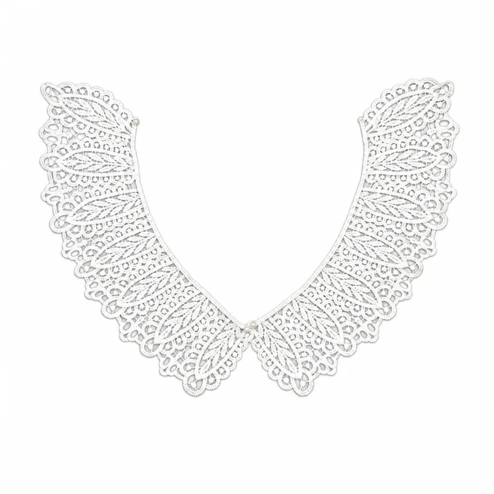 Mini Pearl Button Detachable Lace Collar Hollow Design Lightweight Decorative Shawl Soft Material Breathable Peter Pan Collar