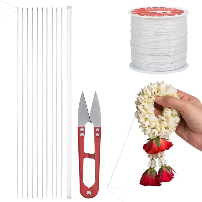 

Набор для изготовления венков ABIY Lei, 18 предметов: вощеный шнур, набор швейных игл, длинные иглы для выпускных вечеринок, цветочных венков, аксессуары для шитья