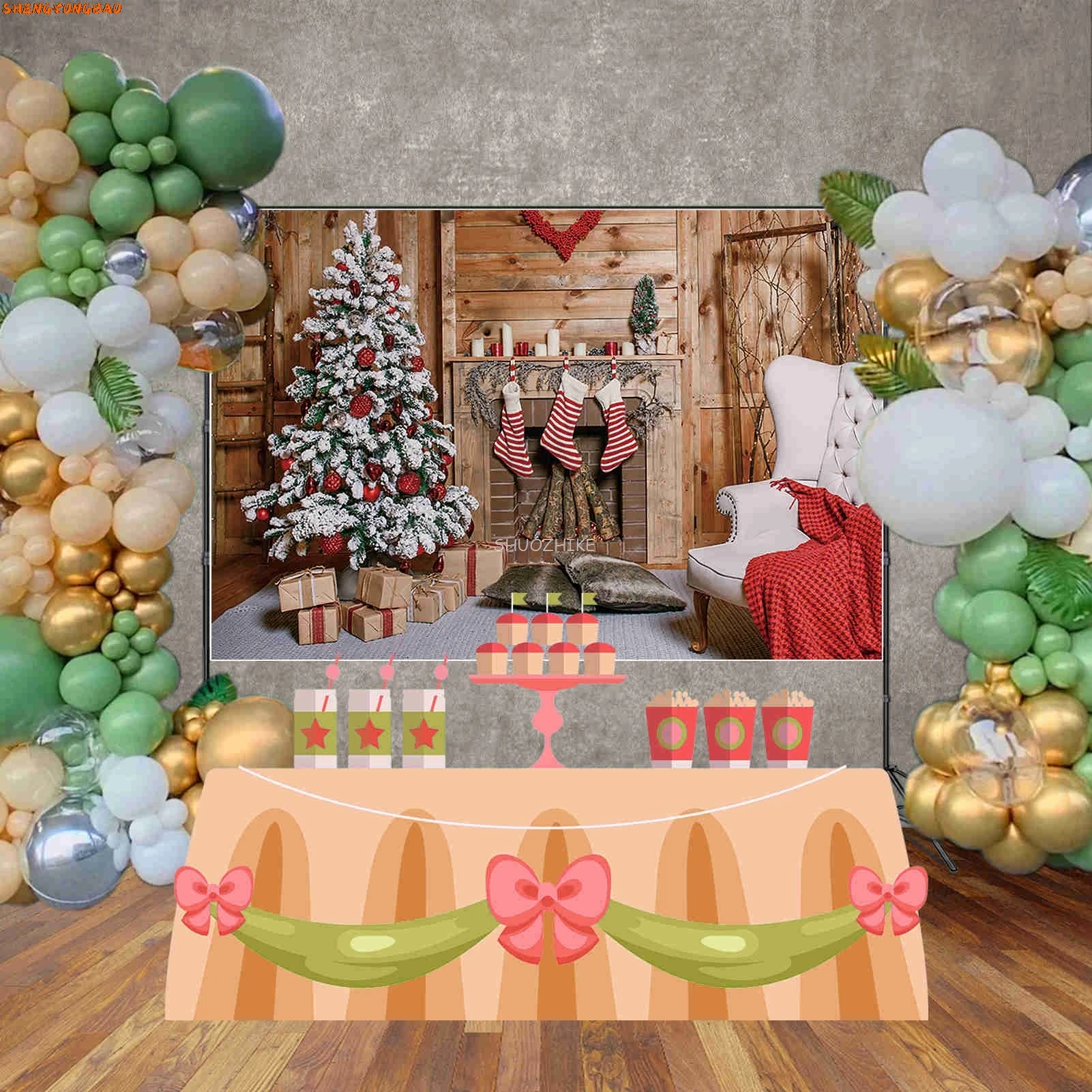 Dia de natal photo studio fundo árvores de natal lareira cenários ocidental sala estar decorações festa volta gota