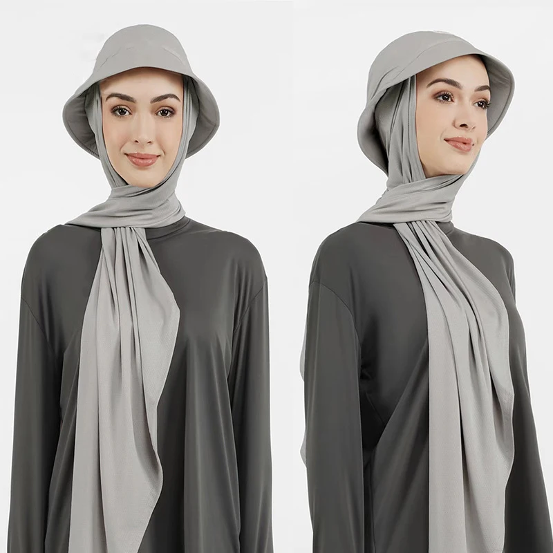 New Chiffon Hijab with Baseball Cap Summer Sports Cap with Chiffon Hijabs Ready To Wear Islam Headscarf  Instant Hijab Bonnet