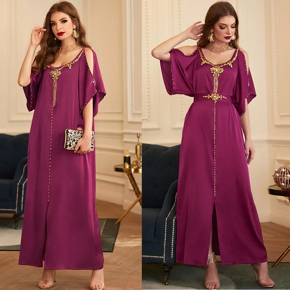 

Abaya Dubai Turkey Arabic Hijab Muslim Dress Islamic Clothing Party Evening Dresses Abayas For Women Robe Gown Diamonds Handwork