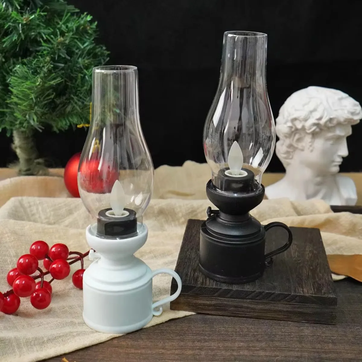 Vintage Lantern Retro Design LED Hanging Oil Lamp Battery Operated Decorative for Home Holiday Christmas Gifts Home Decor image 2