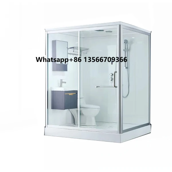 

Factory Direct Modern Complete Bathroom Shower Unit Prefabricated Modular Prefab Bathroom with Aluminium Frame and Acrylic Tray