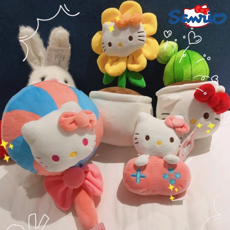 Sanrio Hello Kitty Flower Pot Culture Plush Toy Desktop Decoration Cartoon Plush Plant Home Furnishings Ornament Gift Flower