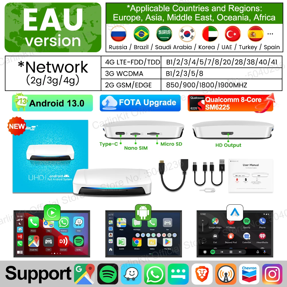2026 Nieuwe CarlinKit Android 13 CarPlay AI Box HDMI Draadloze CarPlay Android Auto TV Video Box Qualcomm SDM660 8-Core Split Screen