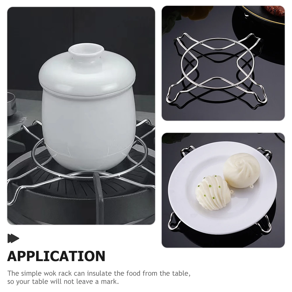 

2Pcs StainlessSteel Pot Wok Cooling Kitchen Holder Tripod MultiFunction Cooking Steamer Rack NonRust Pure Wire Baking Rack For