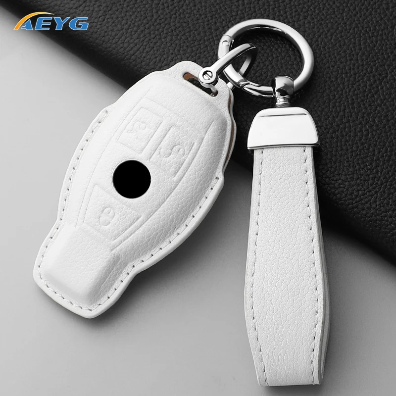 Car Leather Key Case Cover Shell Fob For Mercedes Benz A B C E S G Class W204 W205 W212 W213 W176 W177 GLC CLA AMG Accessories