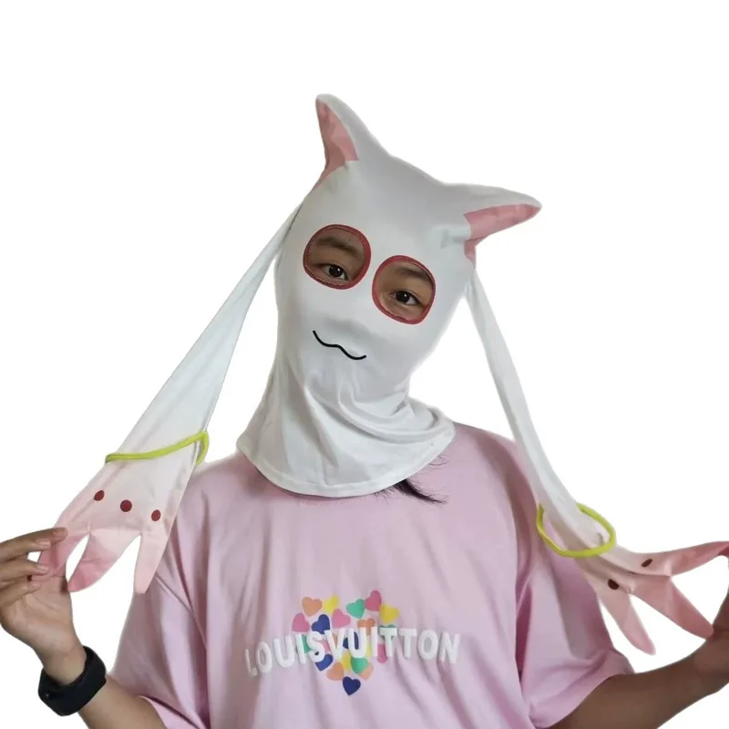 Puella Magi Madoka Magica Kyubey Cosplay cara completa bufanda máscara tocado lindo Anime sombrero divertido disfraz cara casco Accesorios