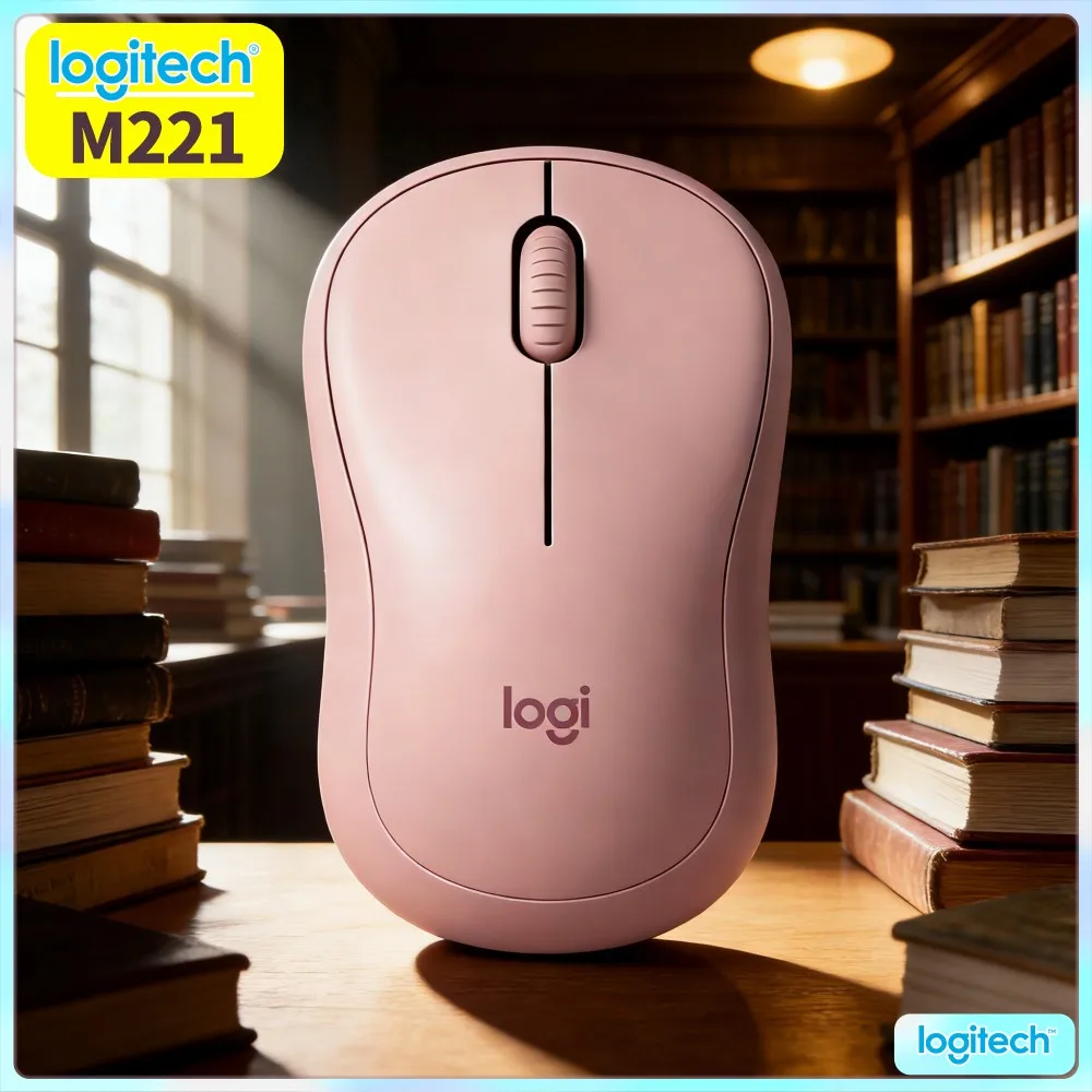 Logitech M221 Mute‑Silent‑Operation‑Click‑Mouse,Smooth Cursor,10‑Meter Wireless,Nano USB,For Windows Mac Desktop Notebook
