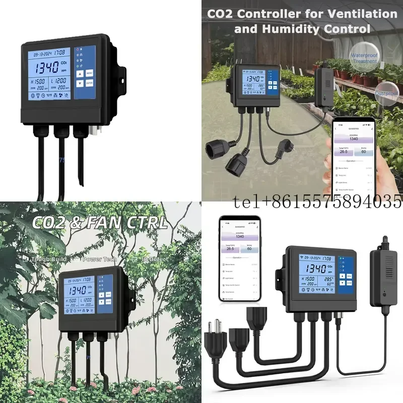 

hot Two-Plug System Hydroponic Grow Tents & Greenhouses CO2 Regulator Controller Exhaust Fan for Growth Chamber Analyzers