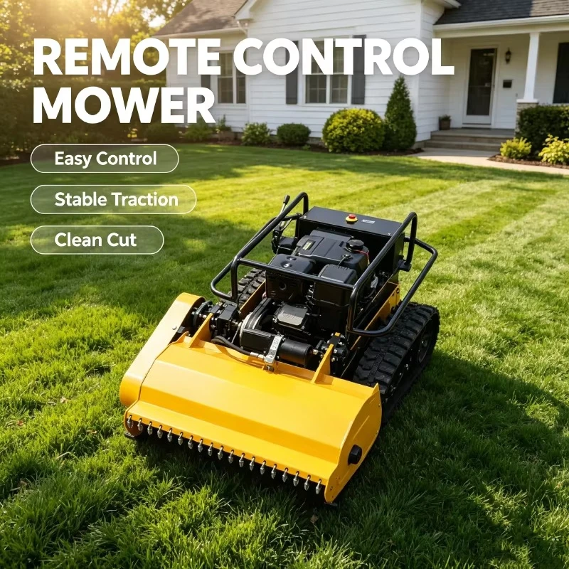 Remote Control Crawler Lawn Mower Long Distance Wireless Control Robot Mower Large Area Greening