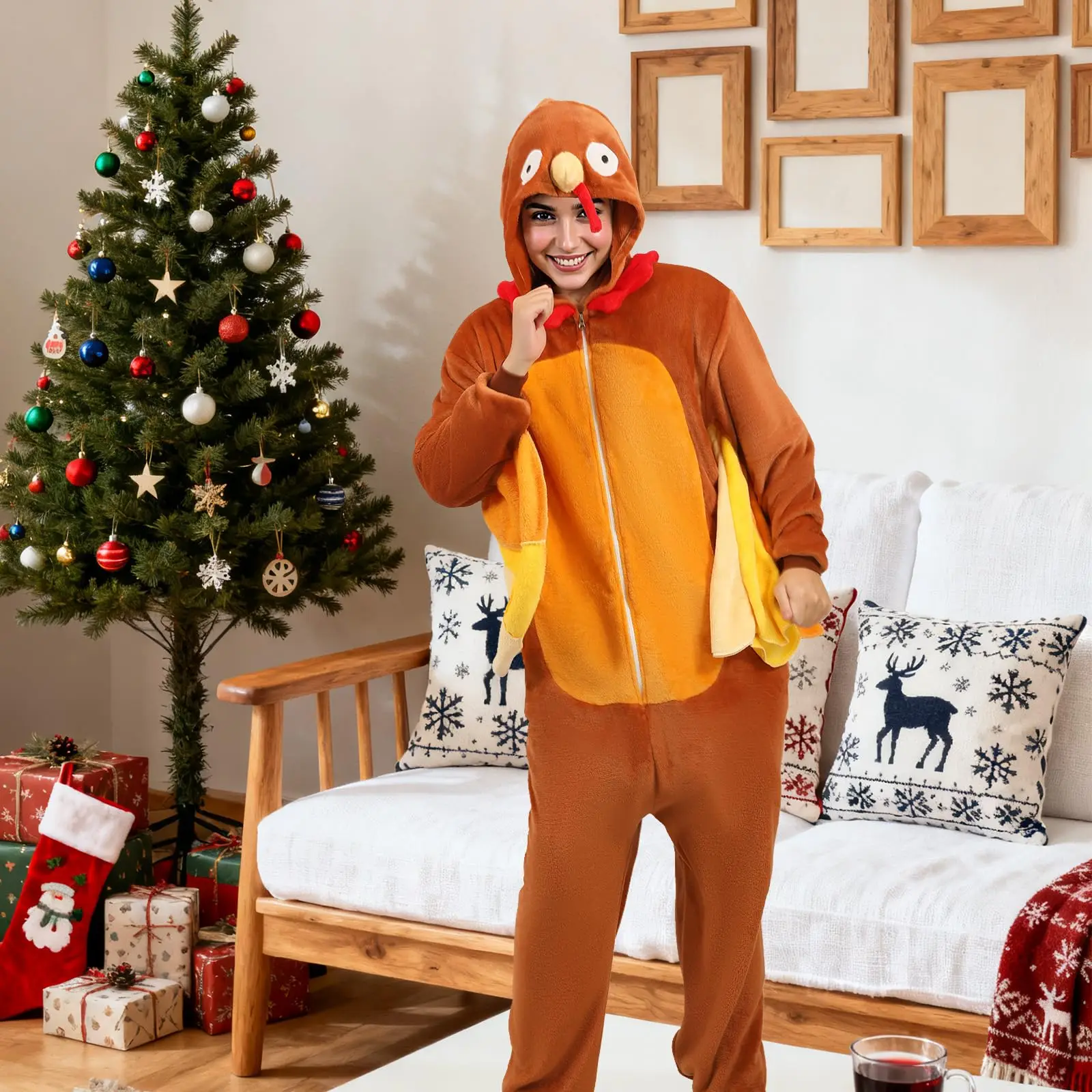 الكبار تركيا نيسيي زي تركيا منامة الزي مضحك الحيوان دعوى للنساء الرجال الشكر هالوين تأثيري