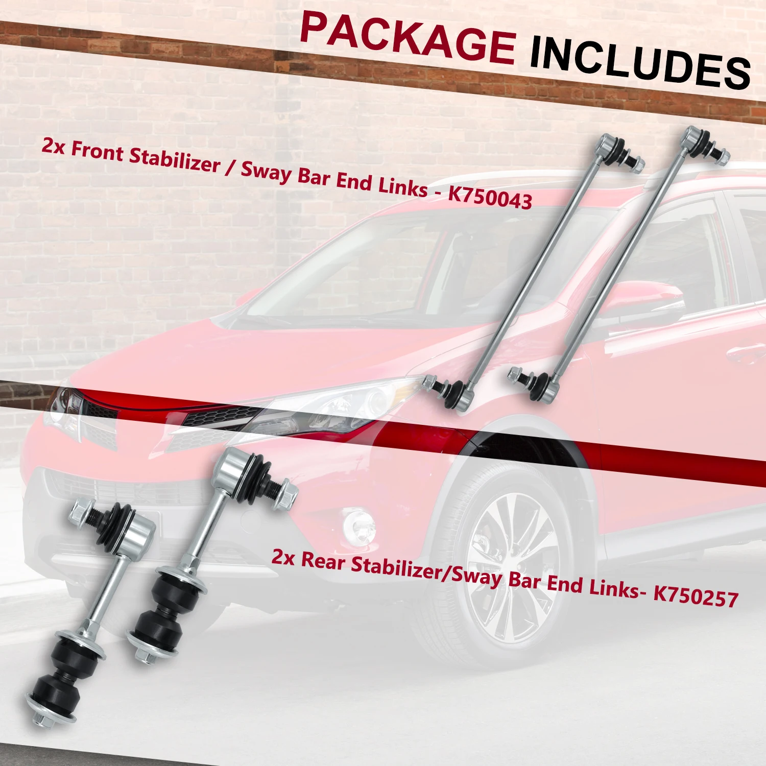 TOPICKSAP 4pcs Stabilizer Sway Bar End Link Front Rear LH RH Set for Toyota Rav4 2006 2007 2008 2009 2010 2011 2012 2013 - 2017