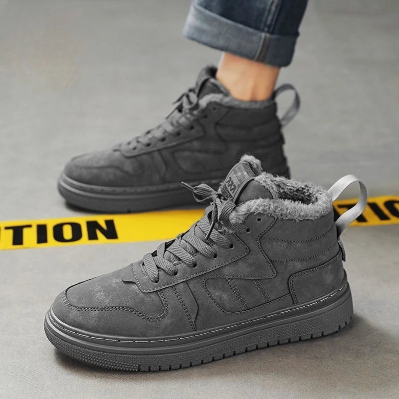 Premium Winter Men's Insulated Cotton Shoes with Inner Height Korean Style Trendy Versatile Footwear for Outdoor Activities