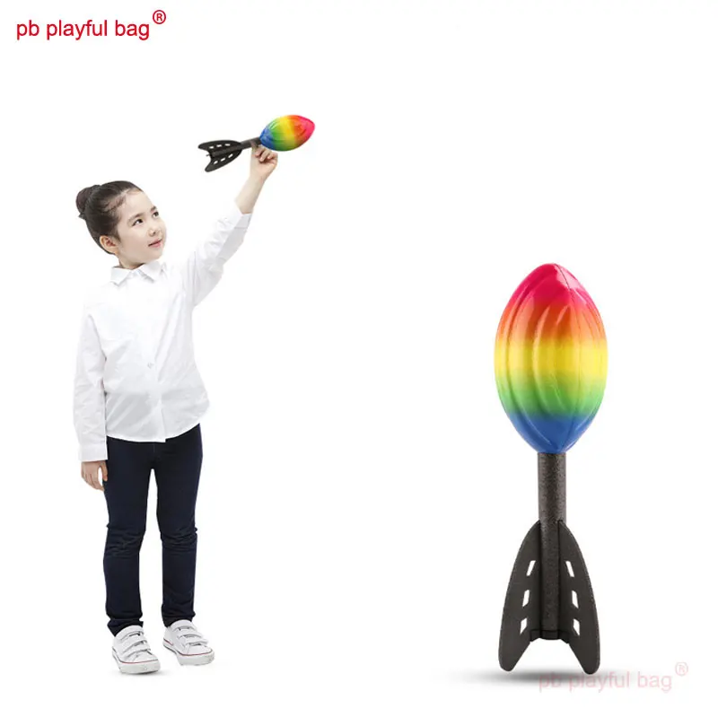 Sport all'aria aperta lancio razzo PU arcobaleno schiuma spirale razzo lancio a mano missile giocattoli per bambini regalo educativo gioco genitore-figlio TG33