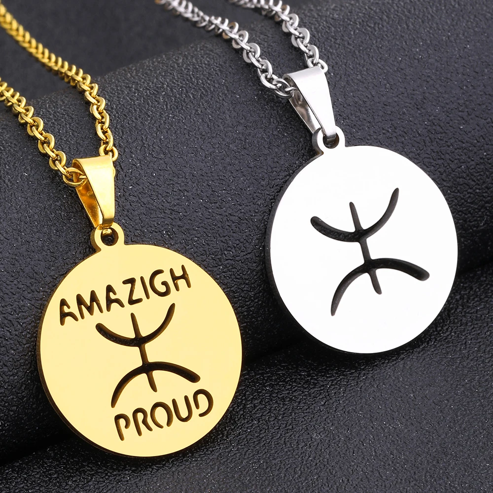 Africa Amazigh Proud Berber Pendant Necklaces Stainless Steel Men Women Gold/Steel Color Berbers Ethnic Symbol Jewelry Gift