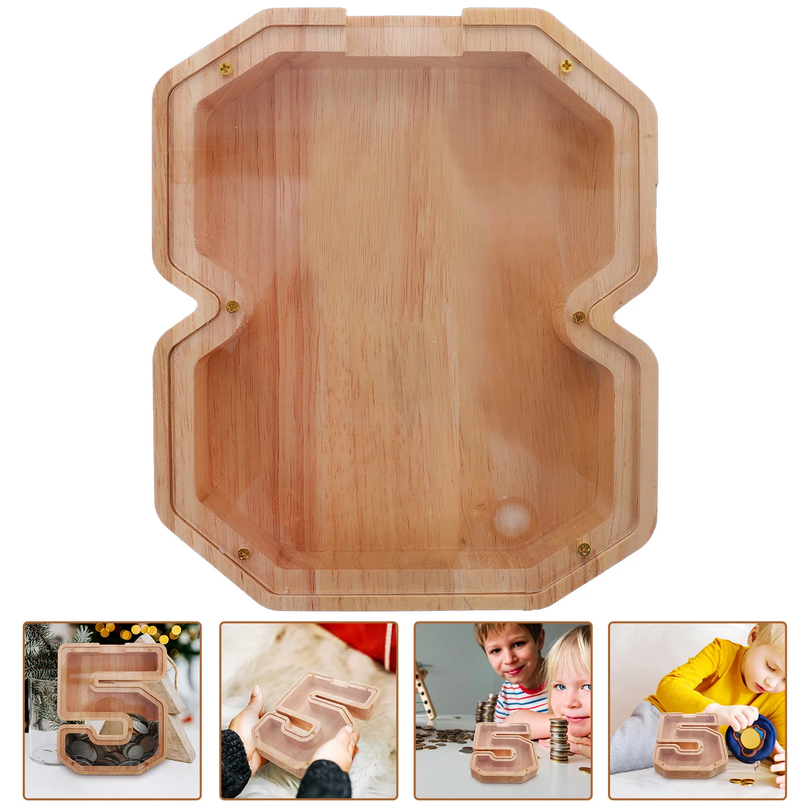 

Wooden Savings Jar with Transparent Design Creative Piggy Bank for Children Daily Saving Habit Unbreakable Money Jar for Home