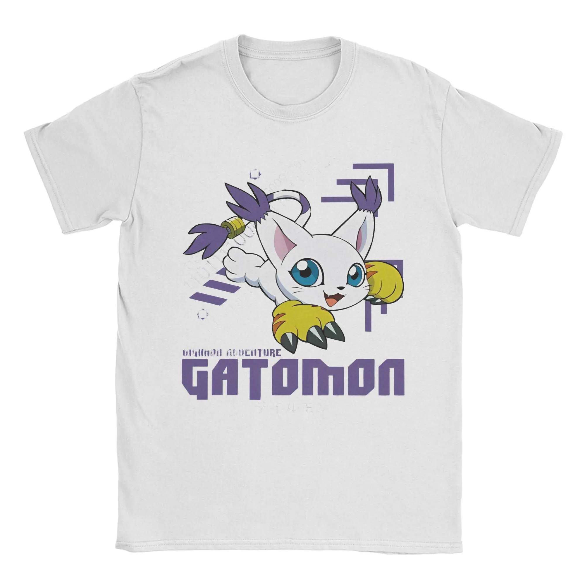 Casual Digimon Adventure Gatomon  T-Shirt Men's Round Neck Short Sleeve Clothing  100%Cotton Summer Tops Shirts