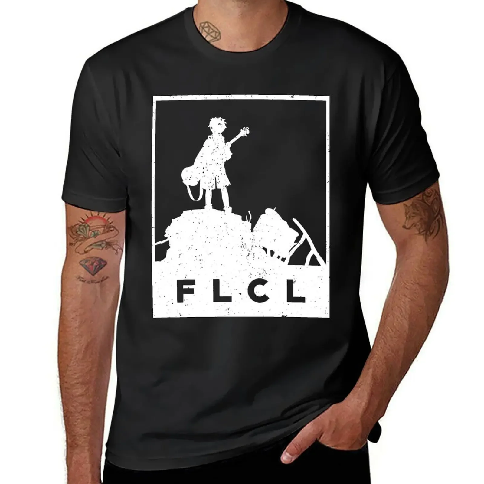 F L C L White T-Shirt vintage clothes vintage anime shirt graphic tee shirt blacks mens t shirt