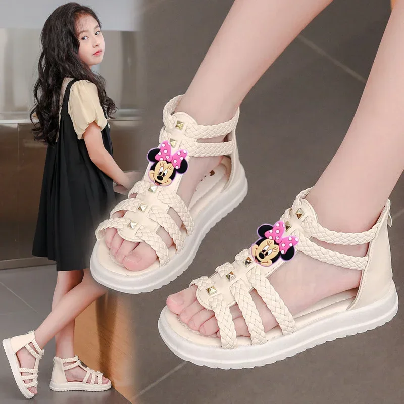 صنادل ديزني ميكي ماوس للأطفال صنادل صيفية بحزام للفتيات أحذية أطفال ميني