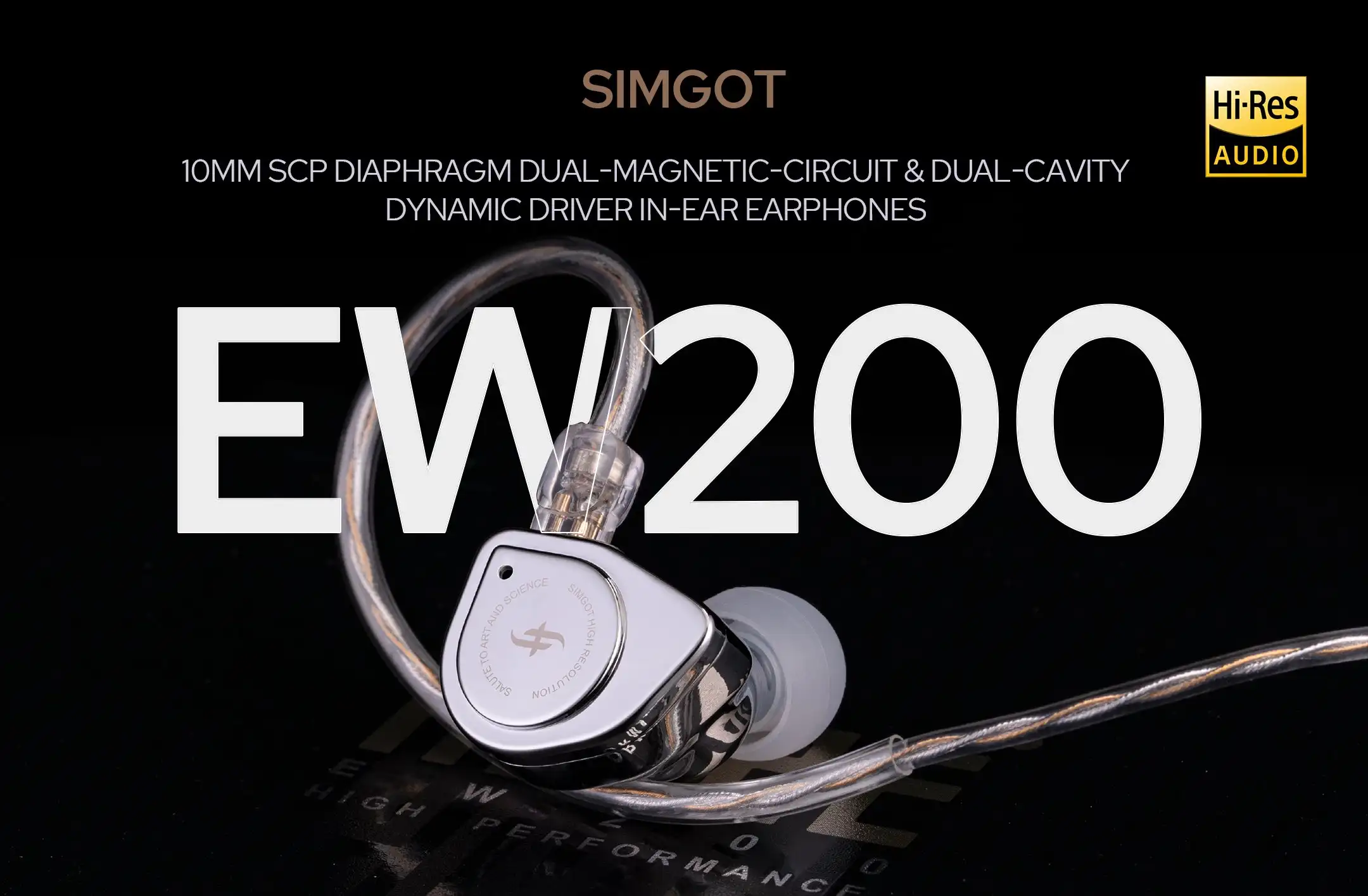 SIMGOT EW200 10 mm SCP-Membran Dual-Magnetschaltung und Dual-Cavity Dynamic Driver Hifi IEM-Ohrhörer – Detail 1