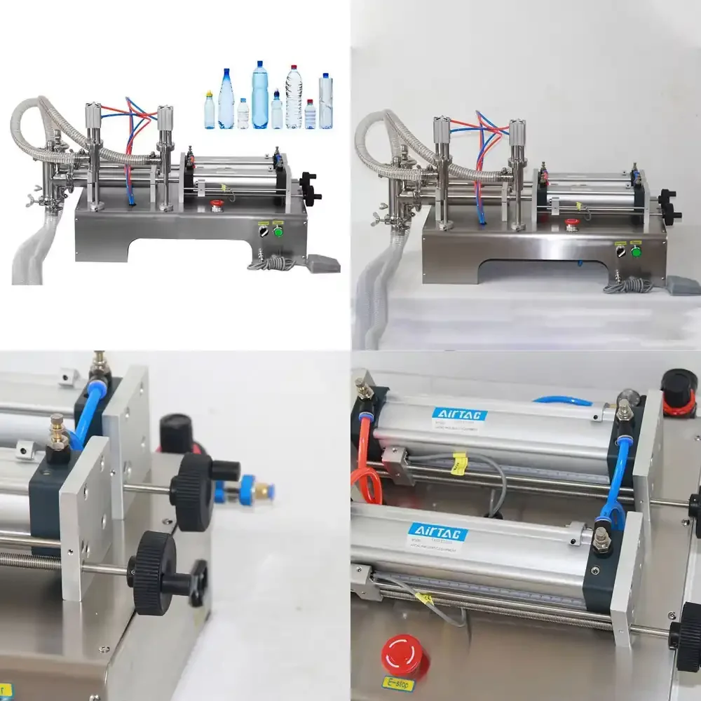 

Pneumatic Piston Liquid Filler for Shampoo Gel Water Wine Vinegar Coffee Oil Drinks and Detergent Semi Automatic Digital