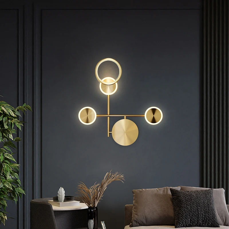 Modern LED Wall Lamp Creative Nordic Bedroom Sconce Living Room Background Household Aisle Lighting Bedside Ring Round Lights