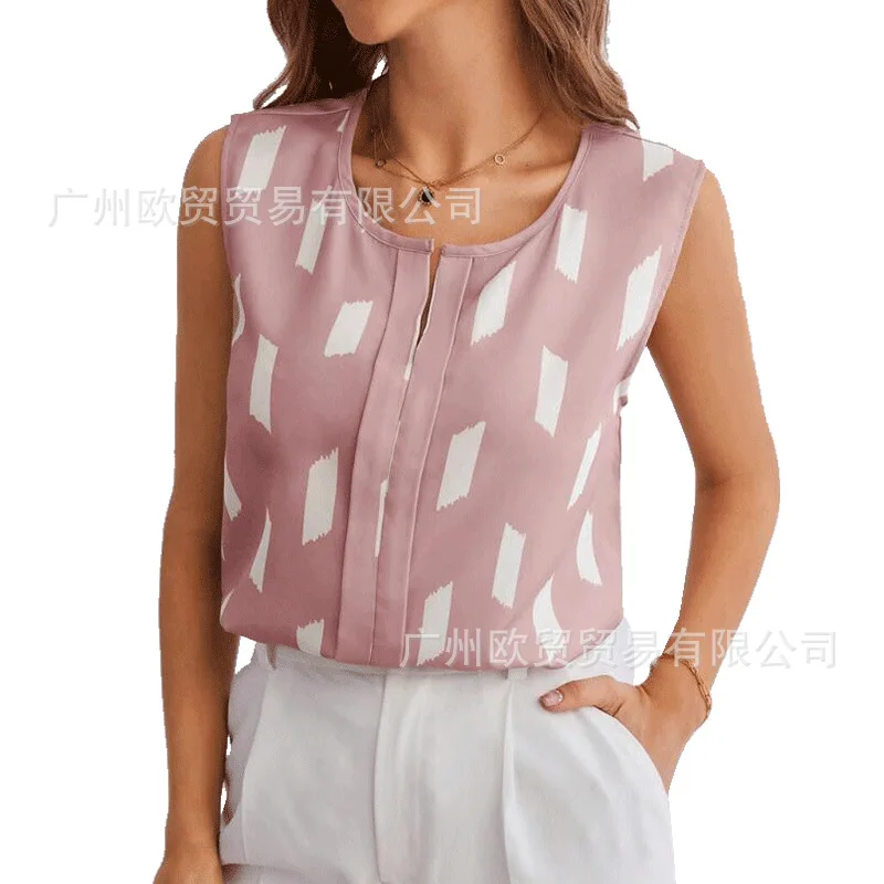 Casual Summer Hollow Out V Neck Sleeveless Blouses for Women Fashion Elegant Loose Tank Tops for Women Solid Pullover Tunic