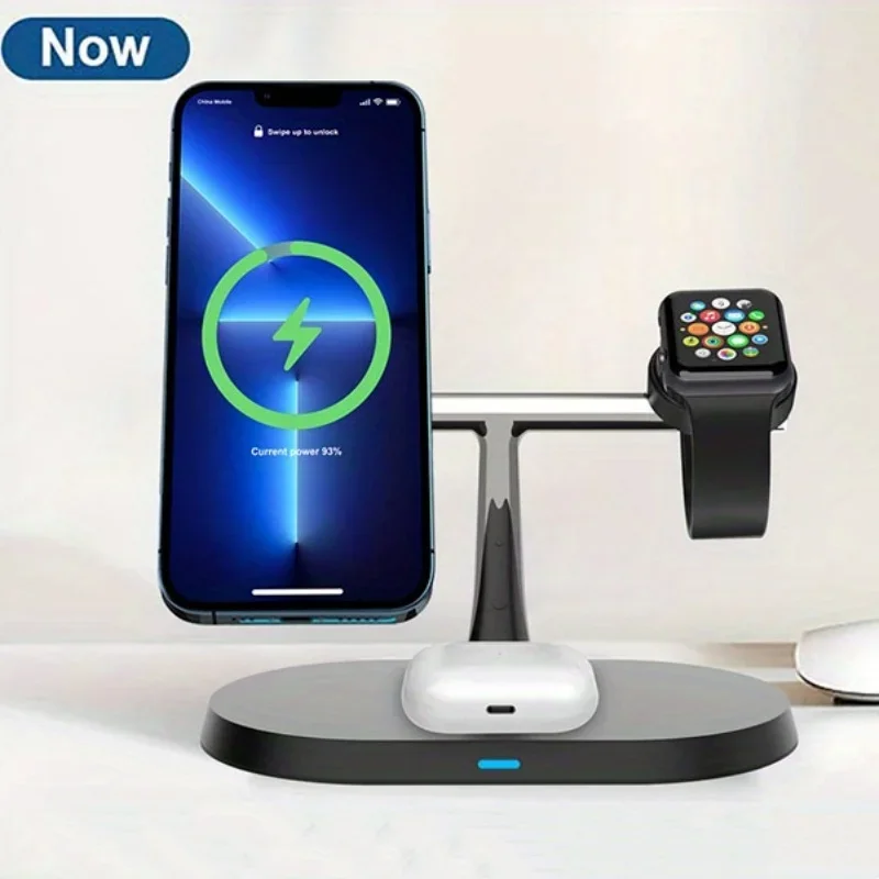 Fast Charging Station 100W Magnetic Wireless Charger Stand For iPhone 15 14 13 Pro Max Apple Watch 8 7 6 Airprods 3 In 1 Macsafe