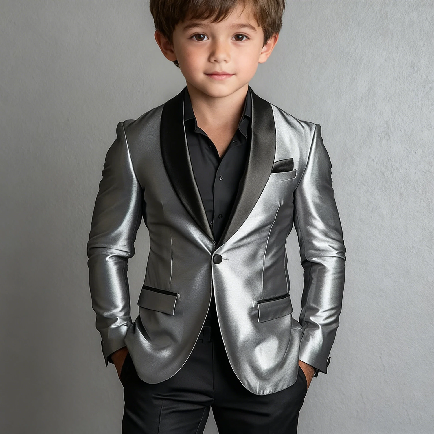 

Skinny One Button Boy's Suits Formal Shawl Lapel Skinny Prom Party Kids Outfits Elegant 2 Piece Jacket Pants Children Clothing