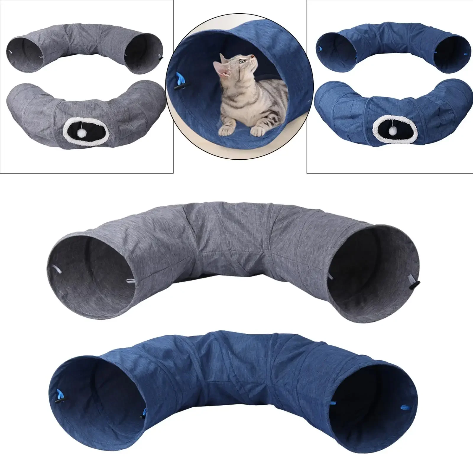 Cat Tunnel Hanging Ball Puppy Peep Hole Pet Rabbit Hides Tube Play Toy Scratcher Puppy toy Cat toy feather Cat exercise Cat worm