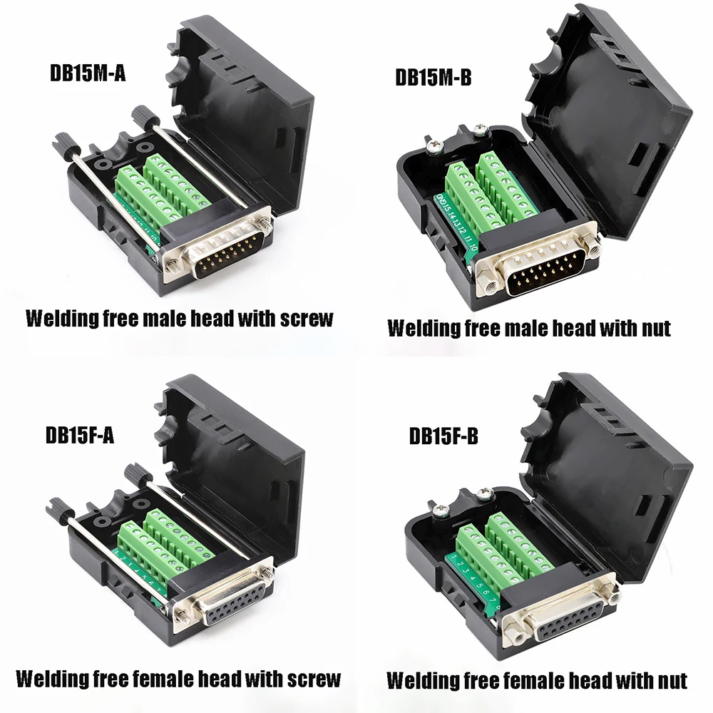 1Piece RS232/485 Solderless Plug Connector Male And Female Connector DB9/DB15/DB25 Two Row 9/15/25 Pin Terminal Adapter Board