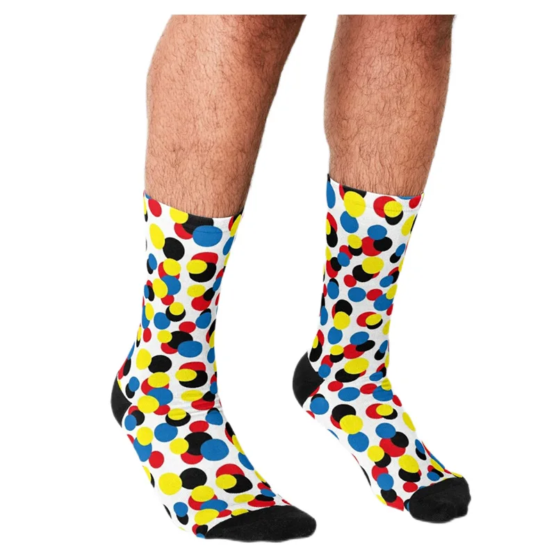 Funny Men socks Mondrian Minimalist lattice Printed hip hop Men Happy Socks cute boys street style Crazy novelty Socks for men