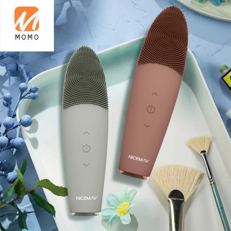 women silicone electric facial cleansing brush heated sonic facial cleansing brush