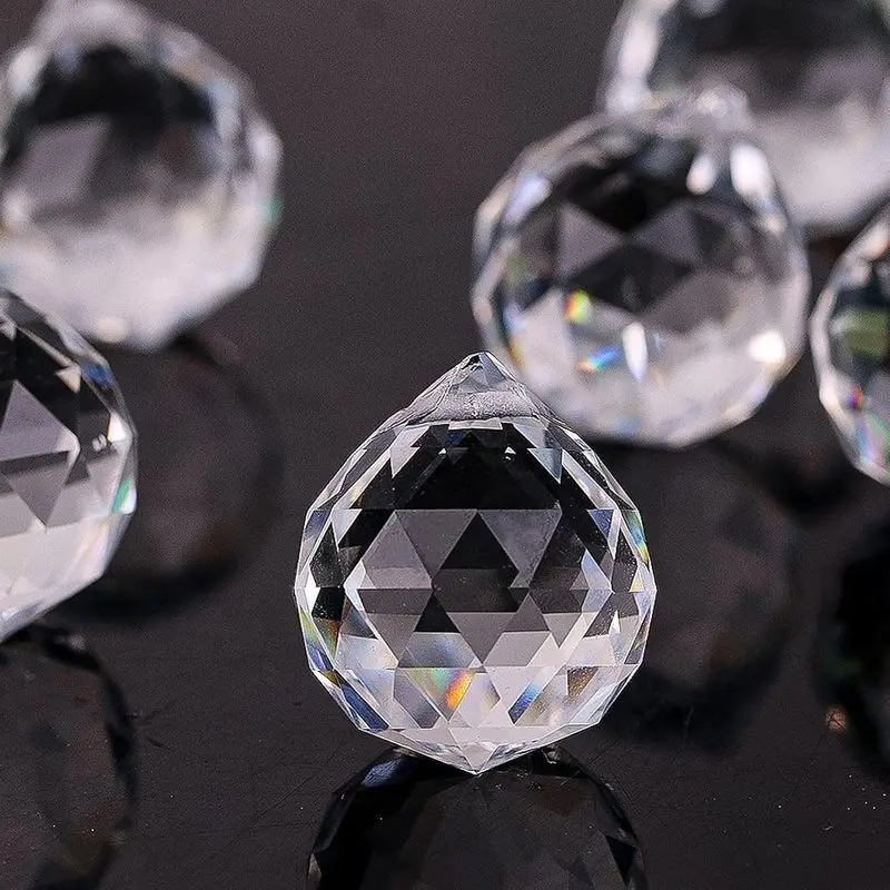10-20Pcs Clear Faceted Glass Ball & Water Drop Prism Charms Top‑Drilled Crystal Suncatcher Pendants DIY Jewelry Chandelier