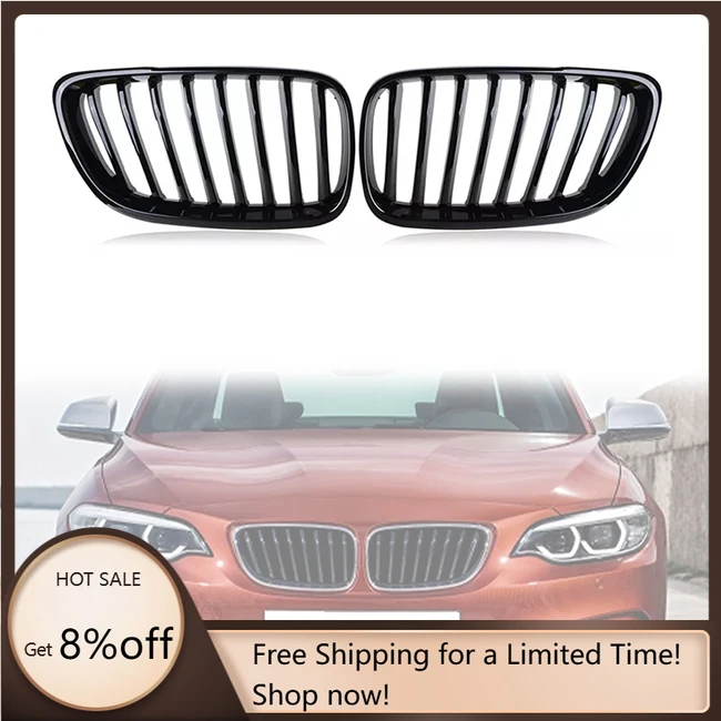 

14-18 Single Slat Kidney Front Bumper Grille Gloss Black Matte Black ABS Auto Replacement for M2 F22 F23