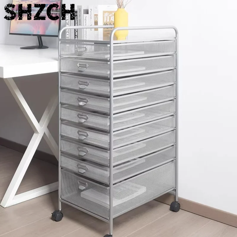 Industrial Style Office File Cart Under Desk Storage Cabinet for A4 A3 Documents MultiLayer Metal Drawer Organizer Filing System