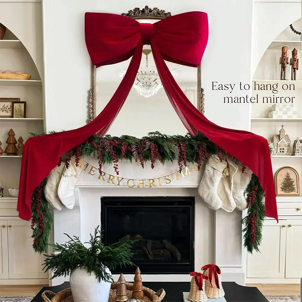 1Pcs 6inch Large Bow Themed Party Decorations Christmas Tree Topper Bow Ribbon Xmas Tree Hanging Decor For Front Doors Outdoor