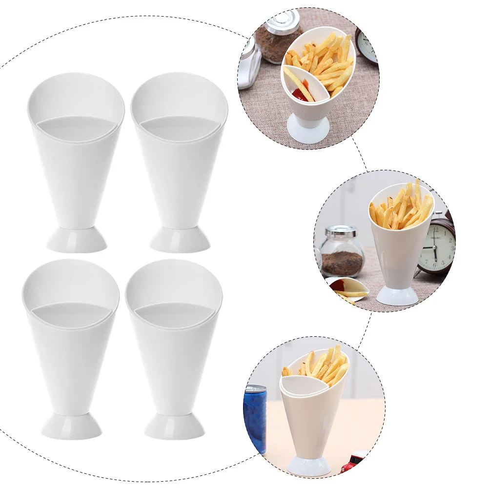 6 Pcs White Dipping Cup French Fries Salad Fry 2 1 Dessert Plate Container