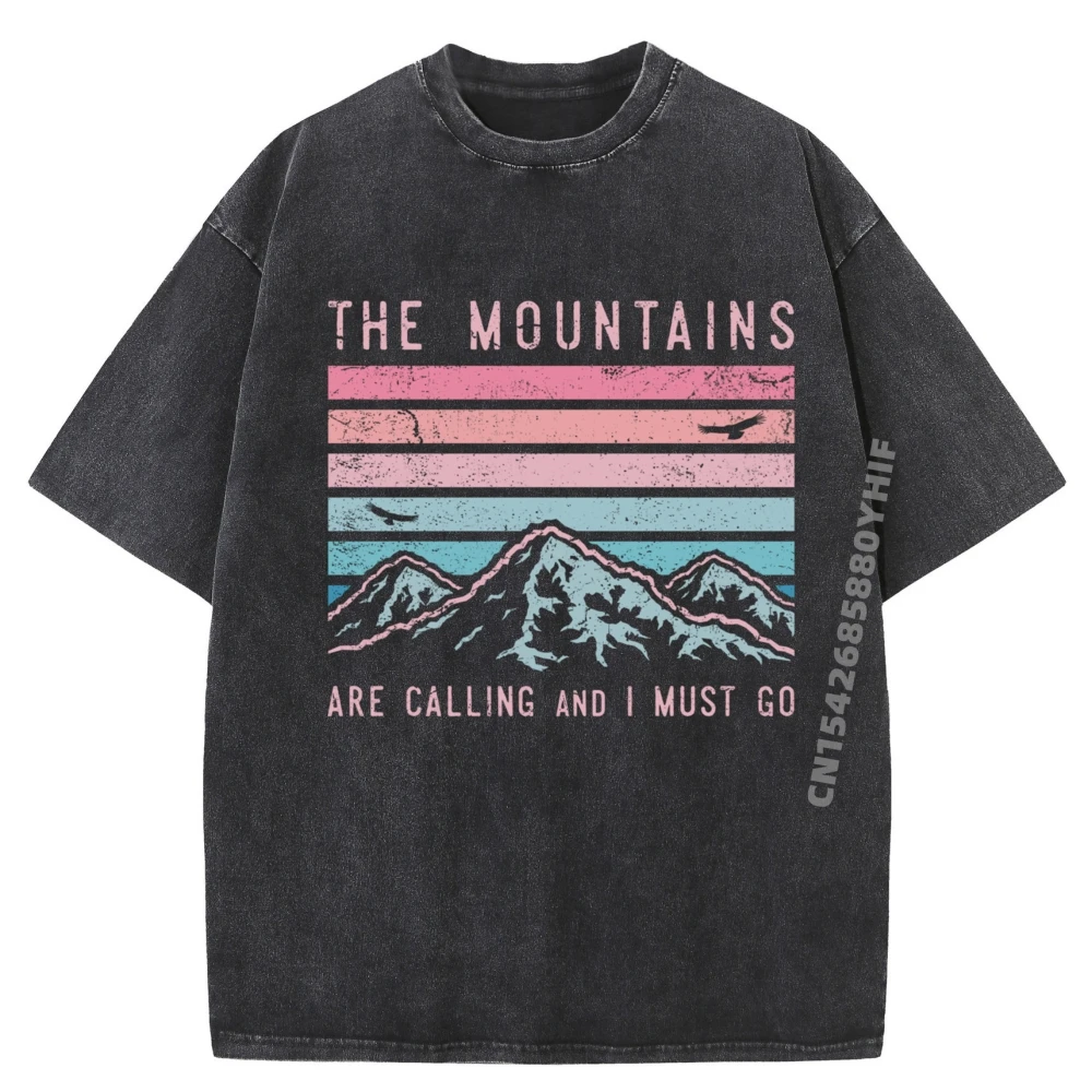 

Горы зовут, мне должны пойти, ретро винтажная роскошная футболка 80-х годов, мужская хлопковая футболка высокого качества, стираная футболка