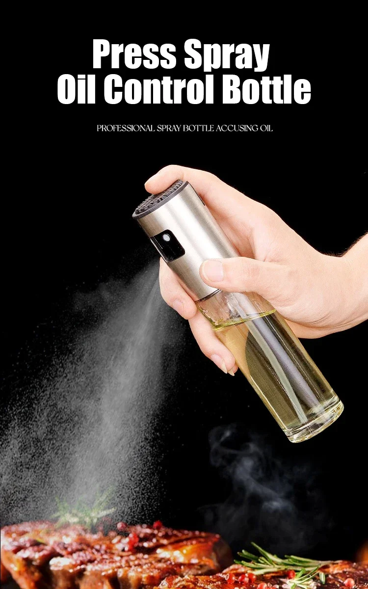 100/170/220ml Glass Oil Sprayer Olive Oil Spray Bottle Kitchen Cooking Empty Souce Pot For Salad BBQ Baking Camping Accessories