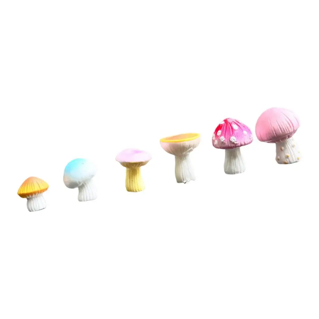 6 Pieces Mushroom Figurine Computer Monitor Decors Mushroom Statues Decoration Ornaments for TV Monitor Home Chairs Notebook