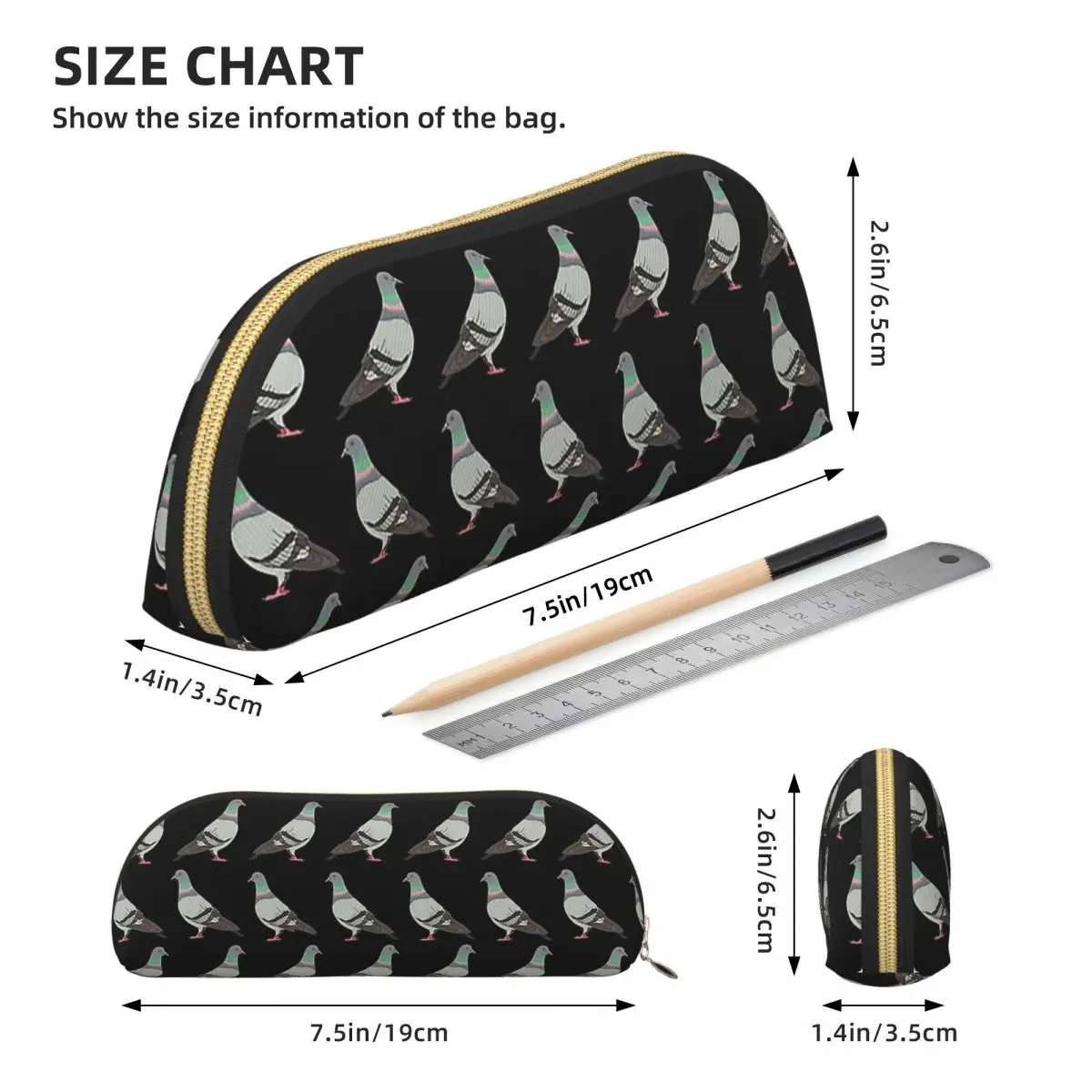 Pigeon Walk Astuccio per matite con sfondo nero Astuccio per matite Forniture per cancelleria Astuccio per penne di grande capacità Astuccio per matite per ragazzi e ragazze