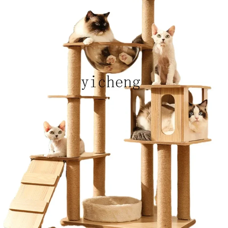 

Cat Climbing Frame One Cat Solid Wood Column Sisal Cat Scratch Trees
