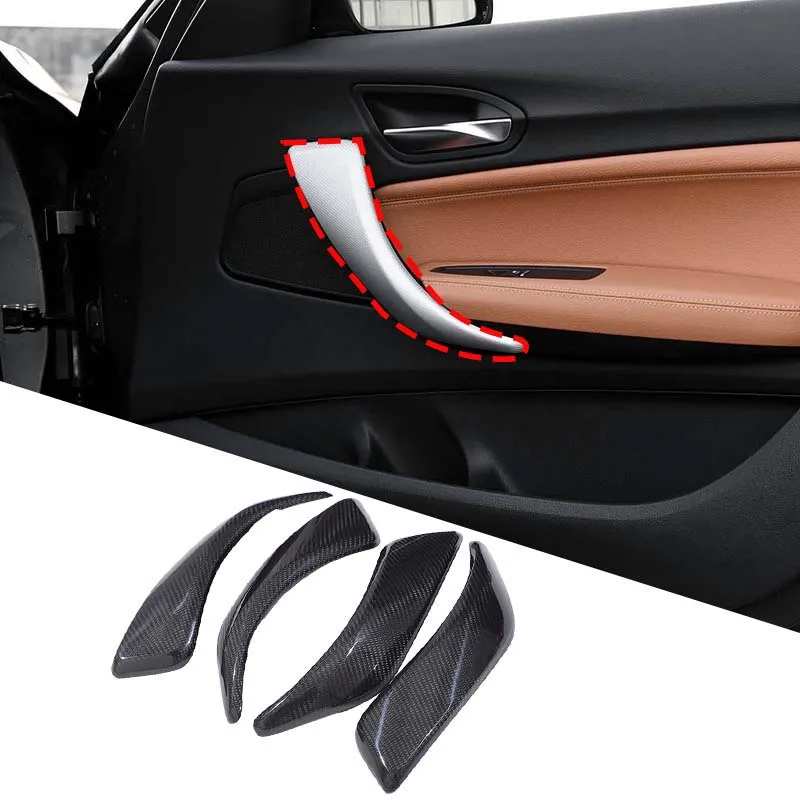 

Inner Door Handle Cover Trim Sticker Real Carbon Fiber Car Door Armrest Protector Cover For BMW 1 2 Series F20 F21 F22 2012-2018
